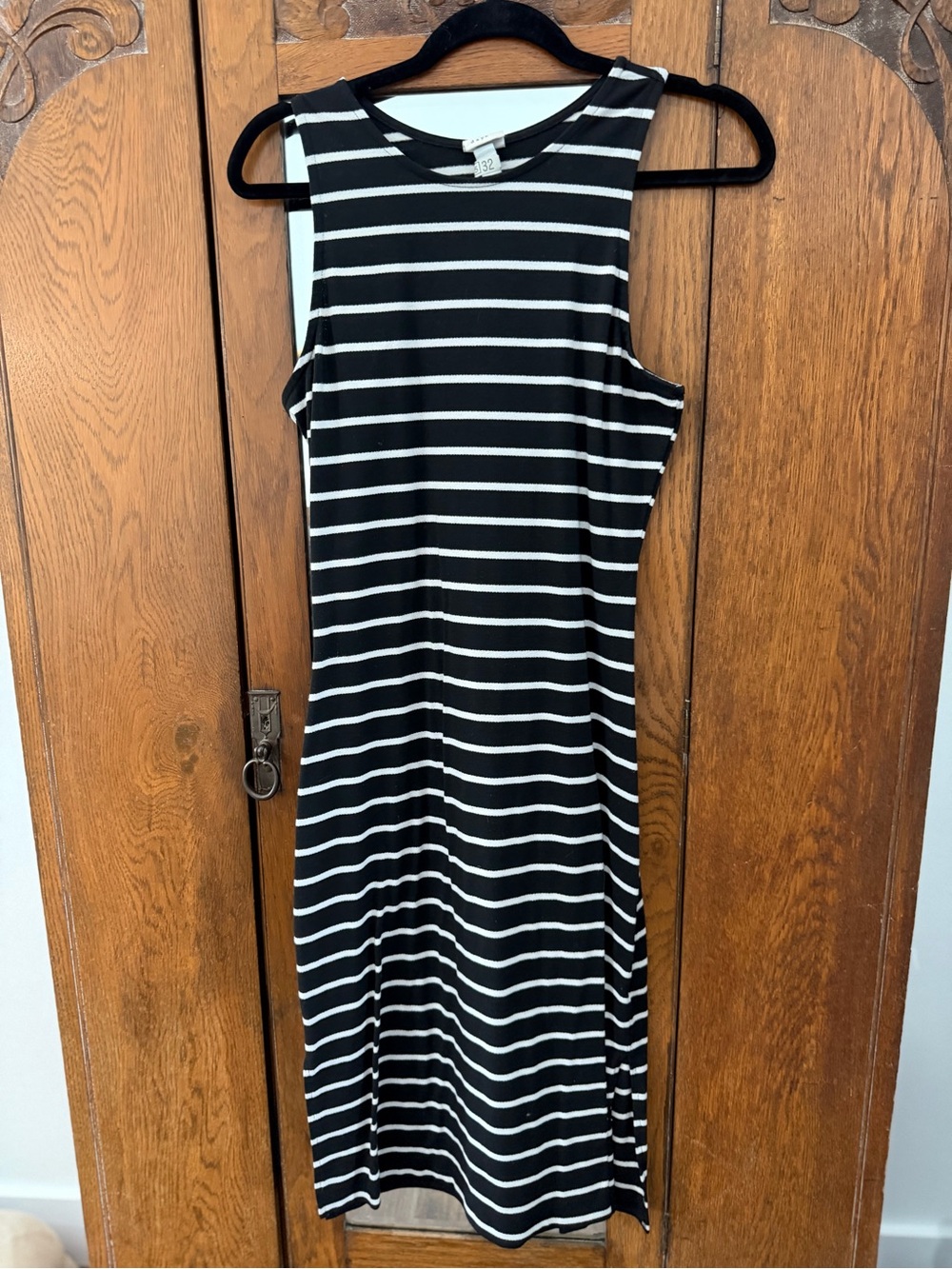a new day Black & White Striped Sleeveless Midi Dress